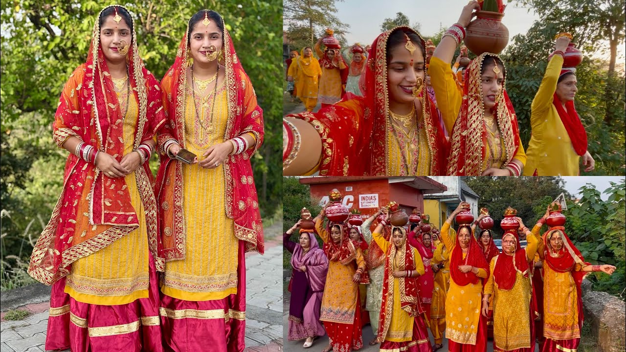कलश यात्रा 💃गाँव की सभी महिलाएँ दुल्हन की तरह क्यों सजी हैं 😍#twins #himachal #village 