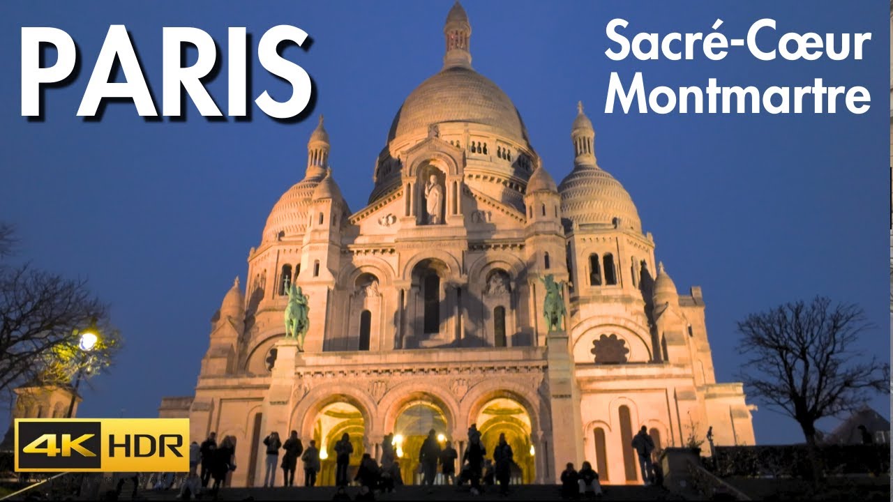 Paris 🇫🇷 Nightlife Walk Tour Sacré-Coeur Montmartre 4K HDR in Surround Sound