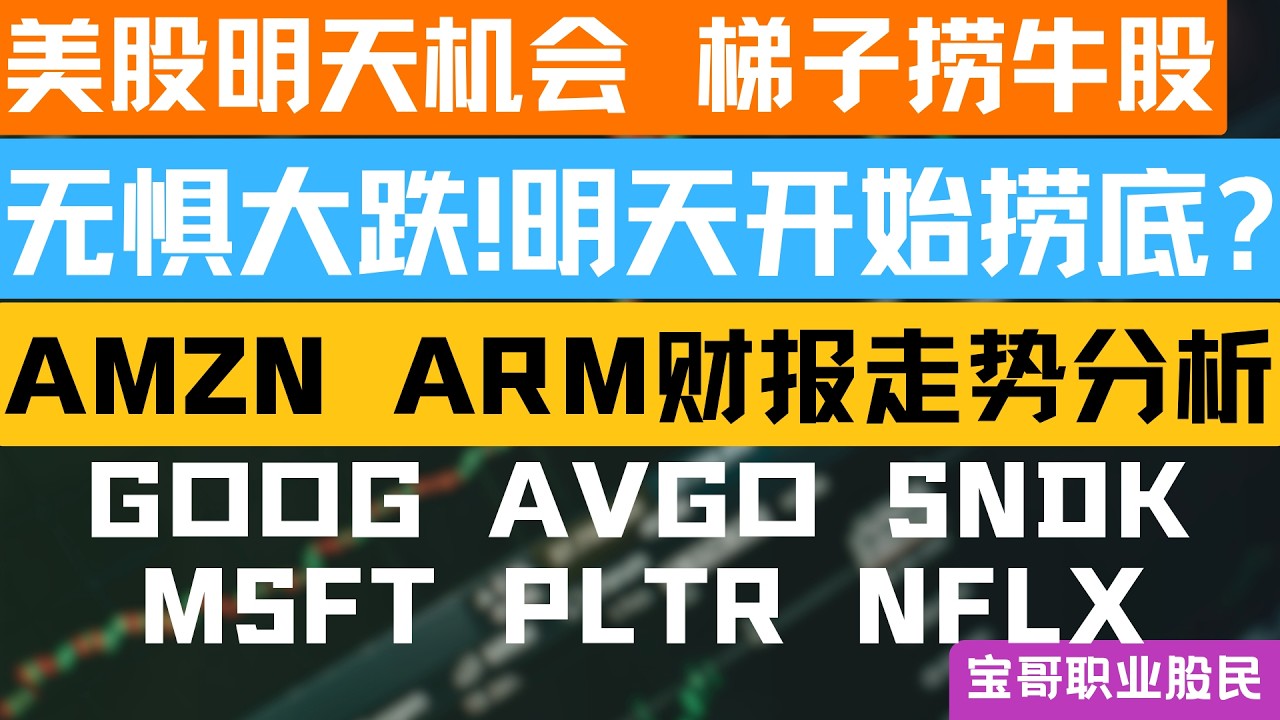无惧大跌!明天开始捞底? AMZN ARM财报走势分析！GOOG AVGO SNDK  MSFT PLTR NFLX！02052026 #美股 #股票 #美股分析 #投資