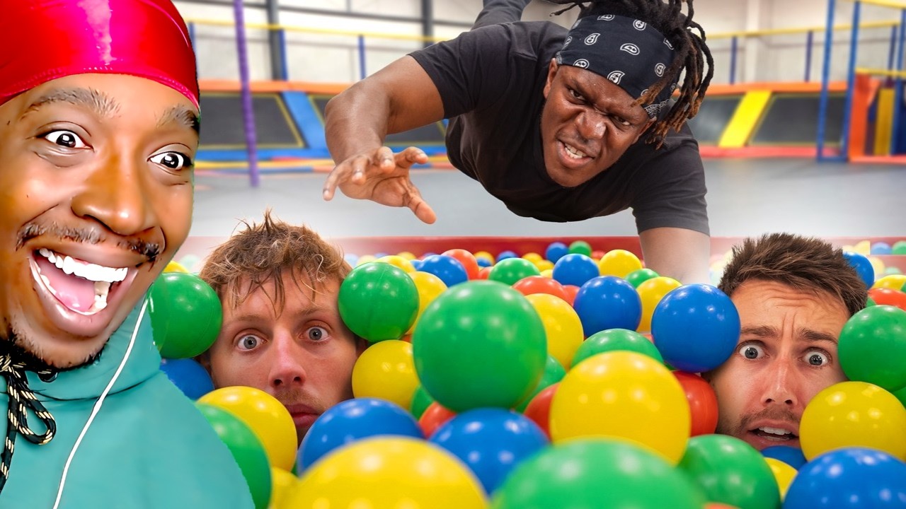 SIDEMEN FORFEIT HIDE & SEEK IN WORLD'S BIGGEST TRAMPOLINE PARK (AMERICAN REACTS)