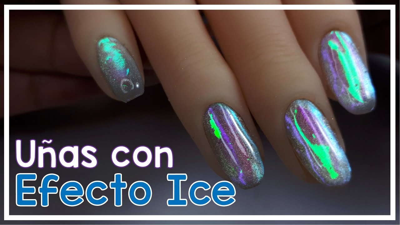 UÑAS CORTAS con diseño ICE | Uñas MUY BRILLANTES | GELISH cat eye, efecto AURORA y PAPEL VIDRIO