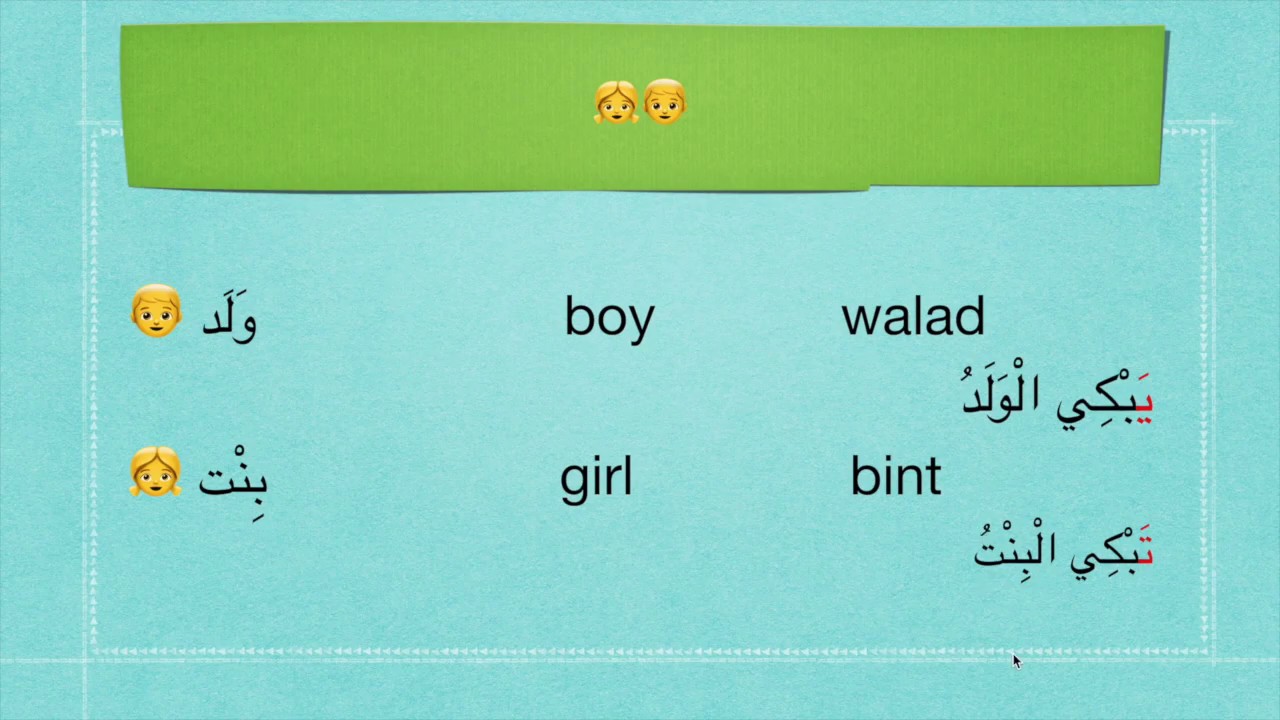 How do we say in Arabic "The baby is  crying"