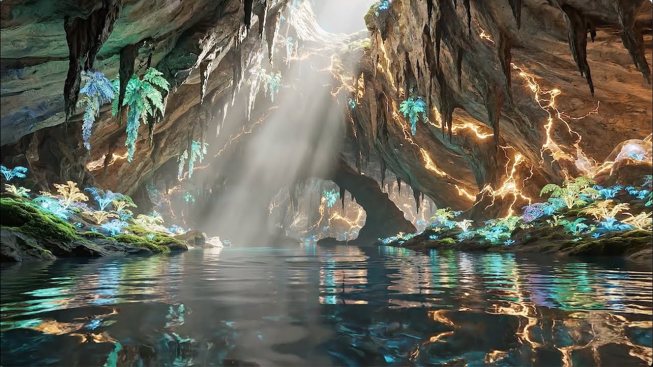 Inside a Luminous Cave — Gentle Water Ambience for Deep Rest (1 HR)