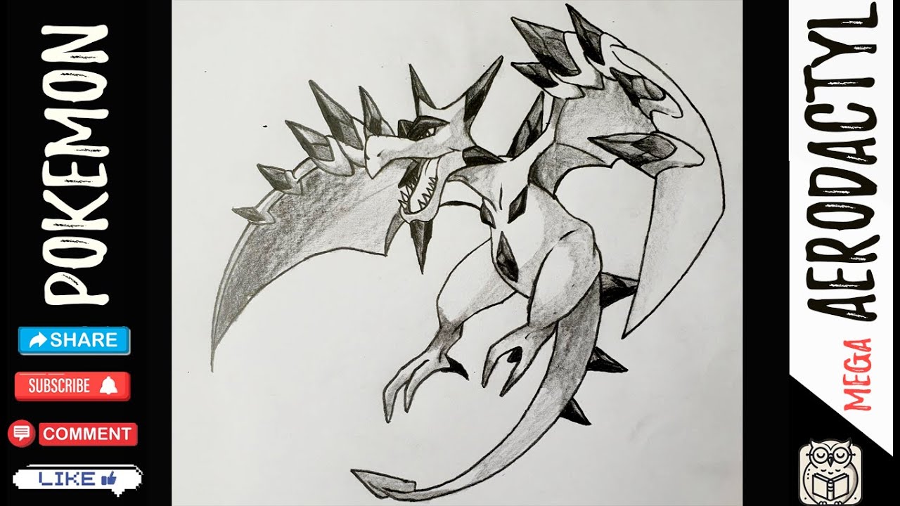 How to Draw Mega Aerodactyl - Pokemon | Pencil drawing Tutorial