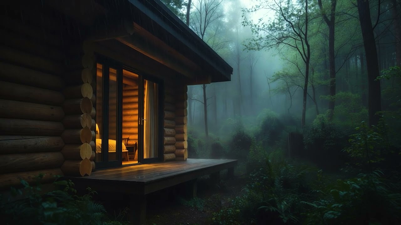Hard Rainstorm on a Wooden Cabin | Immersive Sleep Sounds