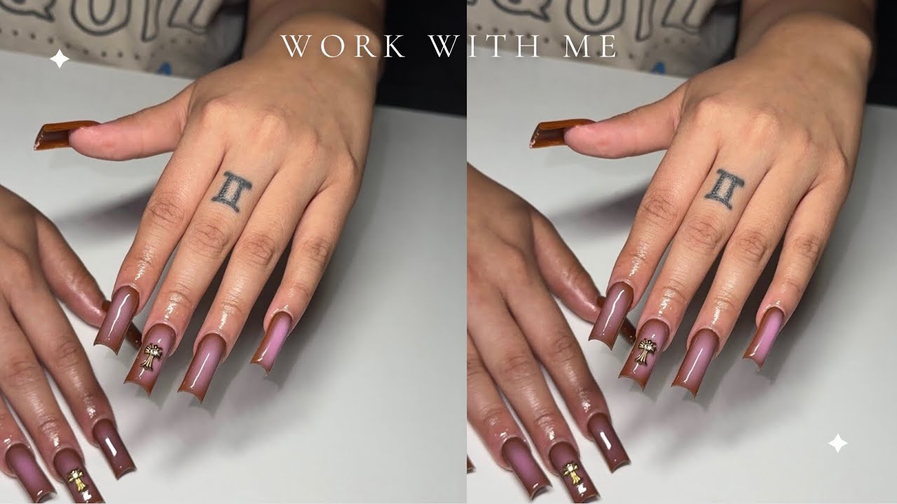 AIRBRUSH AURA ACRYLIC NAILS 🤎