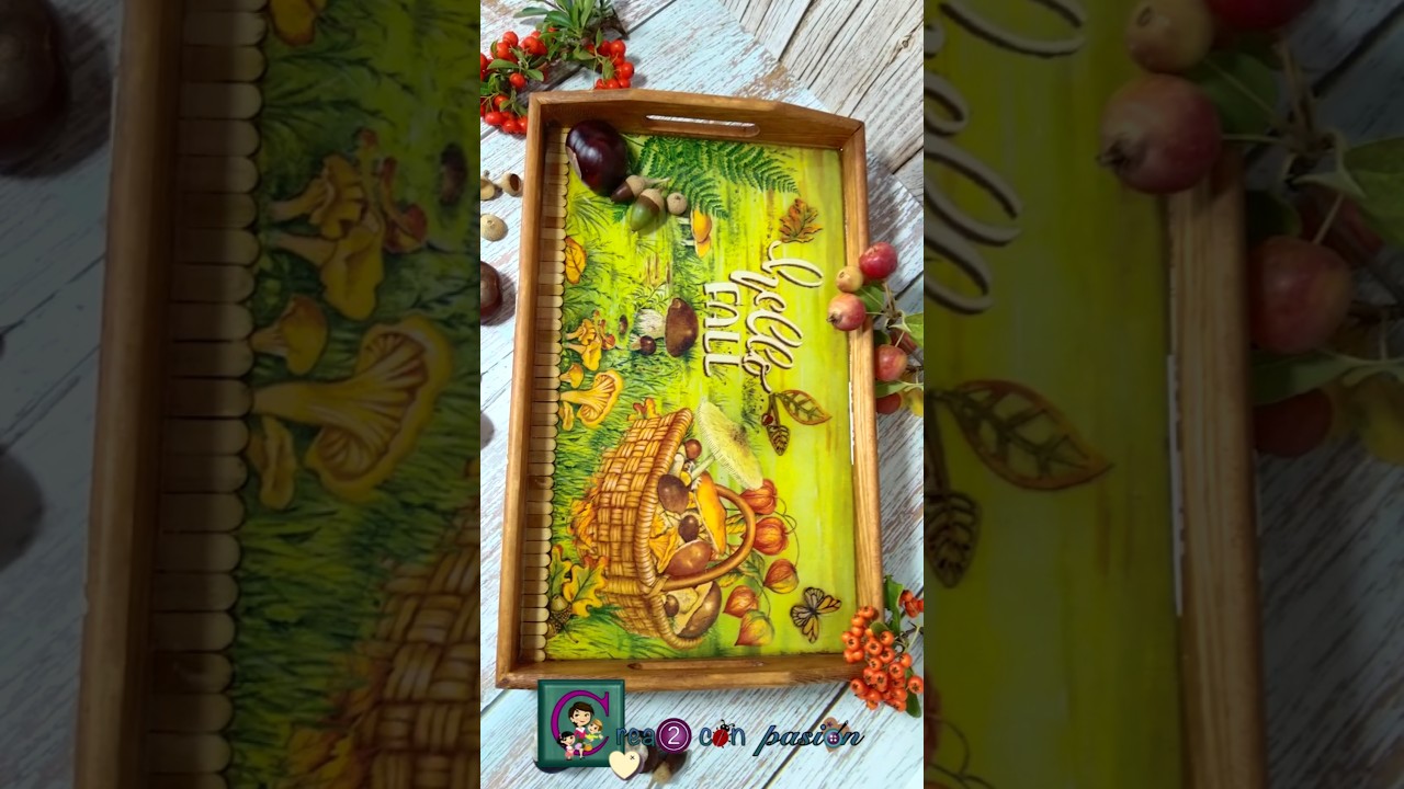 TE&Ntilde;IR MADERA CON CAF&Eacute;, DECOUPAGE, STENCIL Y M&Aacute;S: CREA UNA PRECIOSA BANDEJA OTO&Ntilde;AL #crea2conpasion