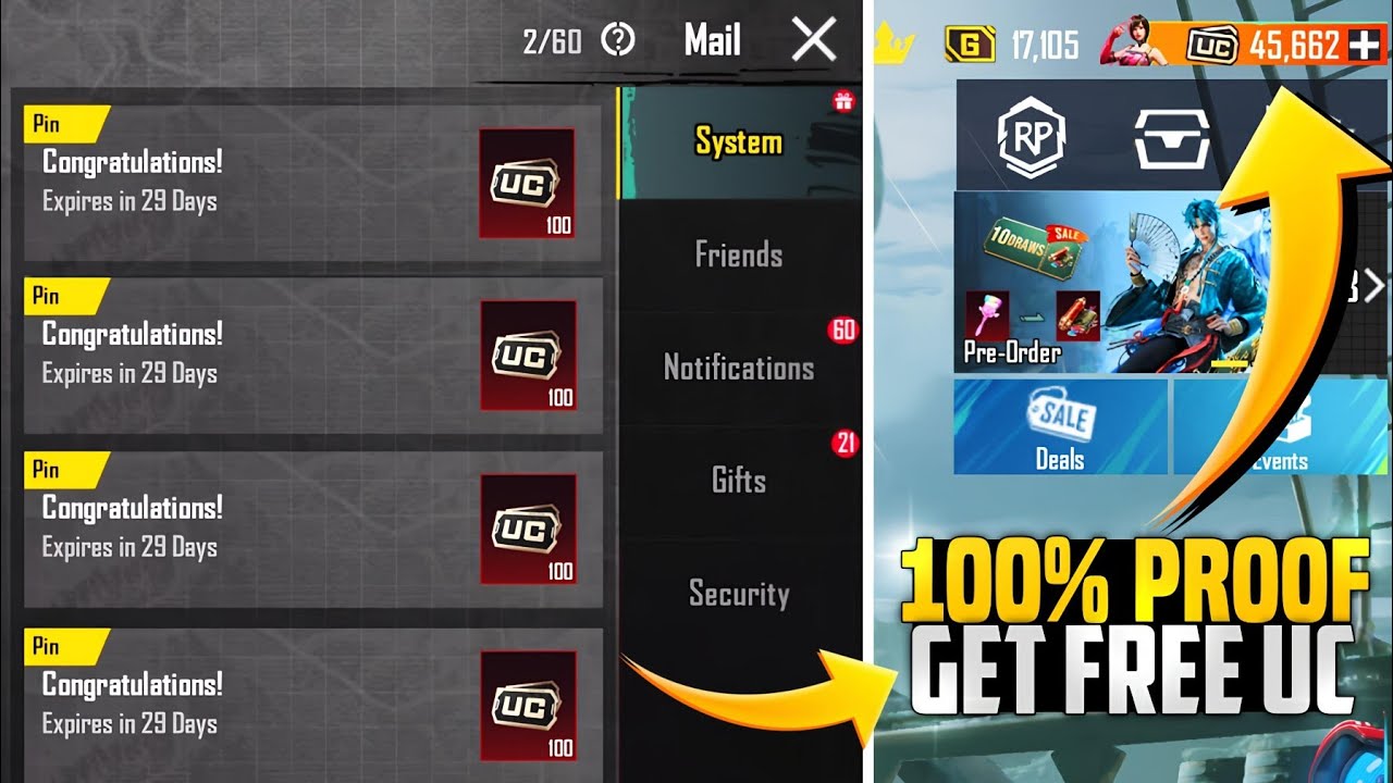 🔴 Live Proof Get Free 100 UC . 300 UC . 600 UC | Best Free UC Event For Everyone | PUBGM