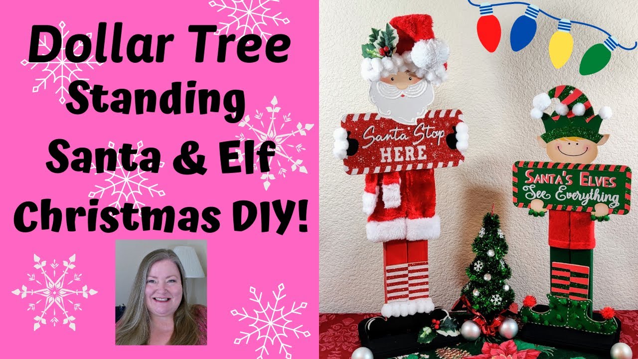 Standing Santa and Elf Christmas Home Decor~ Dollar Tree Christmas DIY ~ Christmas Craft