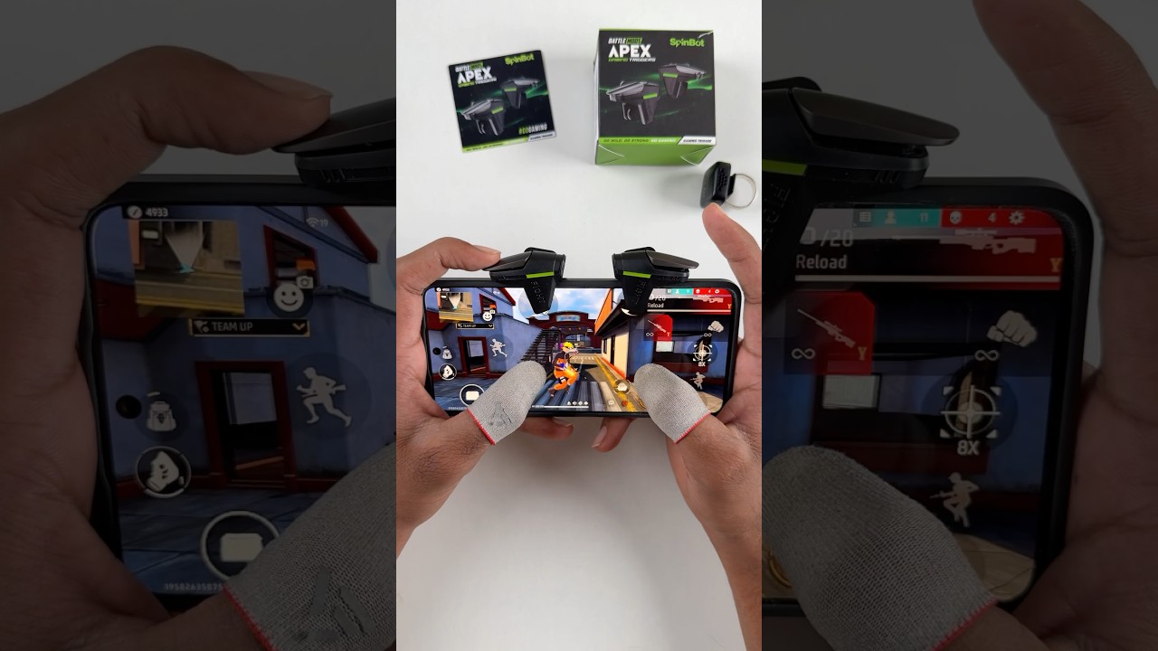 Free fire 3 4 5 fingers gaming ke liye best gaming trigger ( spinbot apex ) unboxing and gaming test