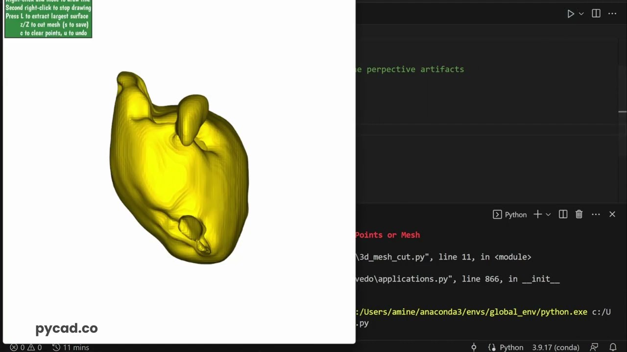 3D Mesh Cutting with Python & Vedo
