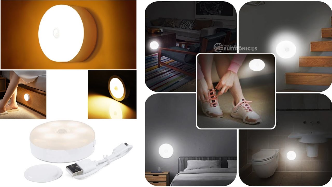 Lâmpada LED Luminária Sensor De Movimento Sensor De Presença Recarregável Para iluminar - DS1122