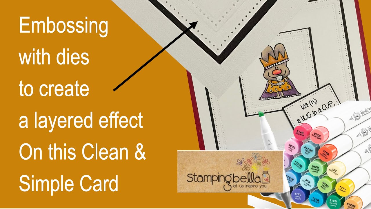 Тиснение штампами для создания эффекта многослойности, тиснение Bella Clean and Simple Card