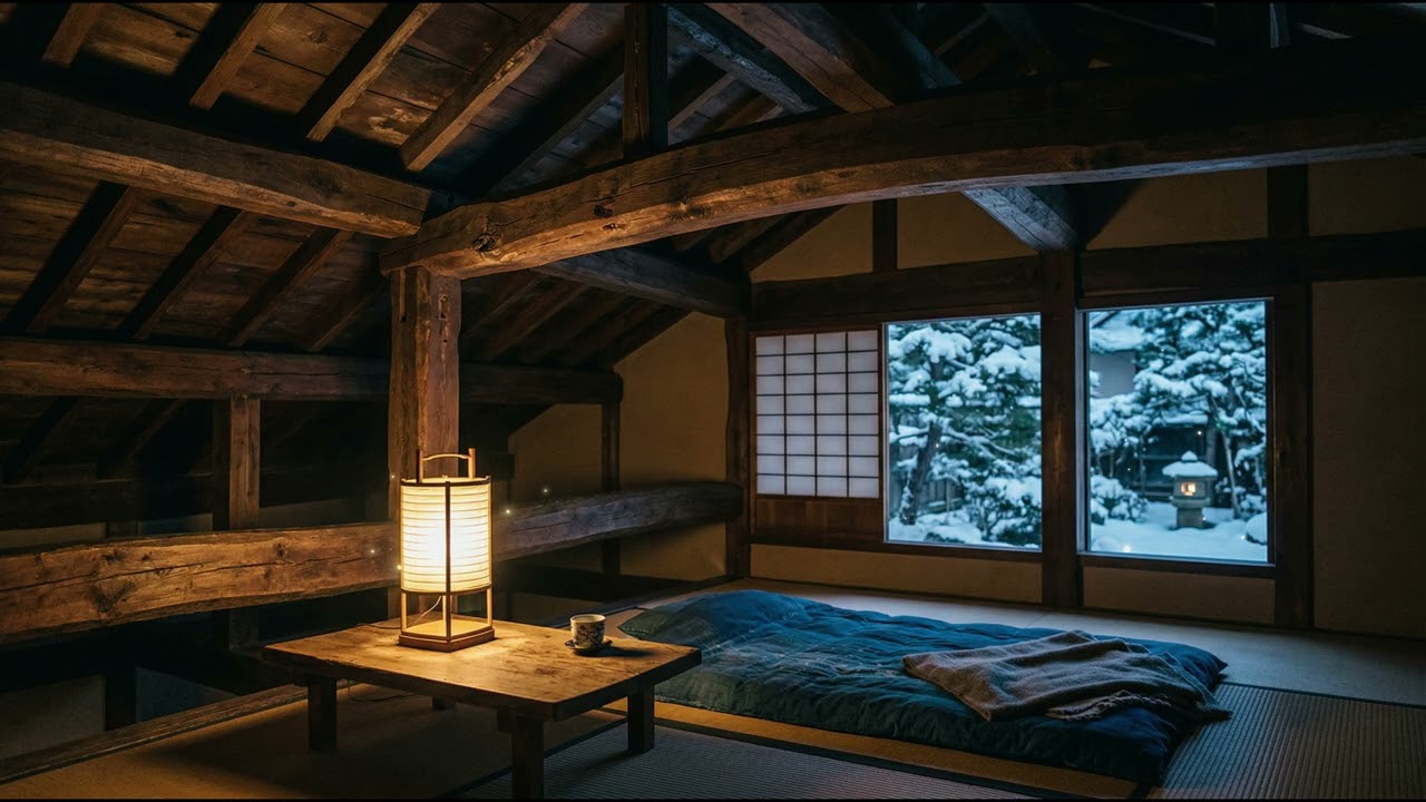 Quiet Kominka Night for Deep Relaxation – Lantern Glow & Winter Stillness