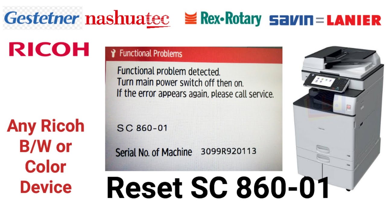 Reset SC 860-01, SC 860-00 in Ricoh IMC 2000,  How to fix error code SC860-01 in Ricoh IM C2000