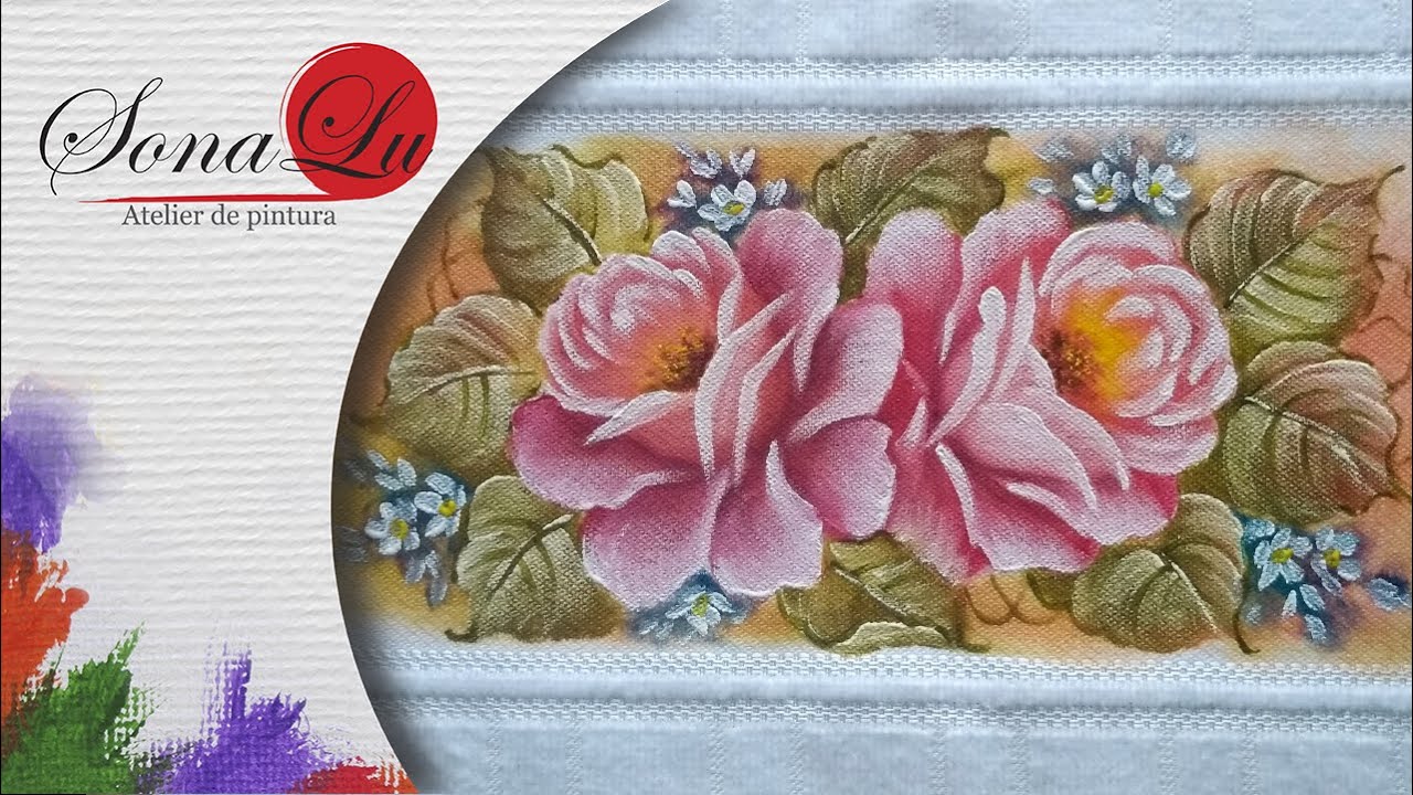 Aula 725 - Rosas Cor de Rosa em Toalha de Lavabo