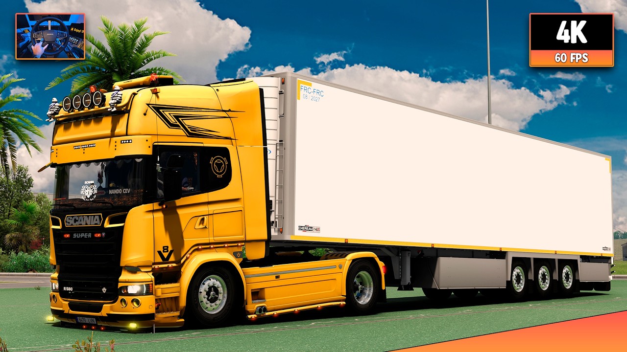 Scania R580 V8 open pipe | Albacete - Sevilla | ETS2 1.58 4K Gameplay + Wheel Cam