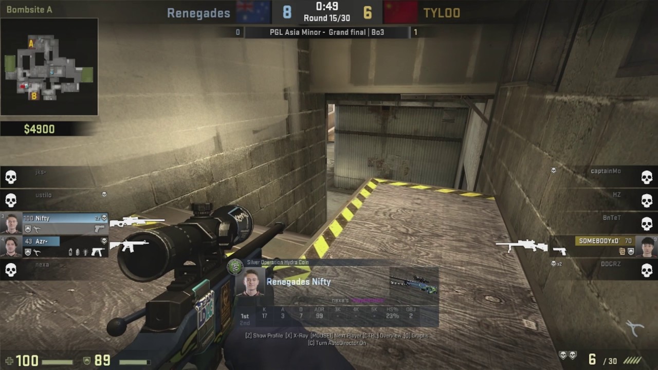 Nifty MIND BLOWING WALLBANGS AWP 3K vs Tyloo Cache @ PGL MINOR QUALIFIER