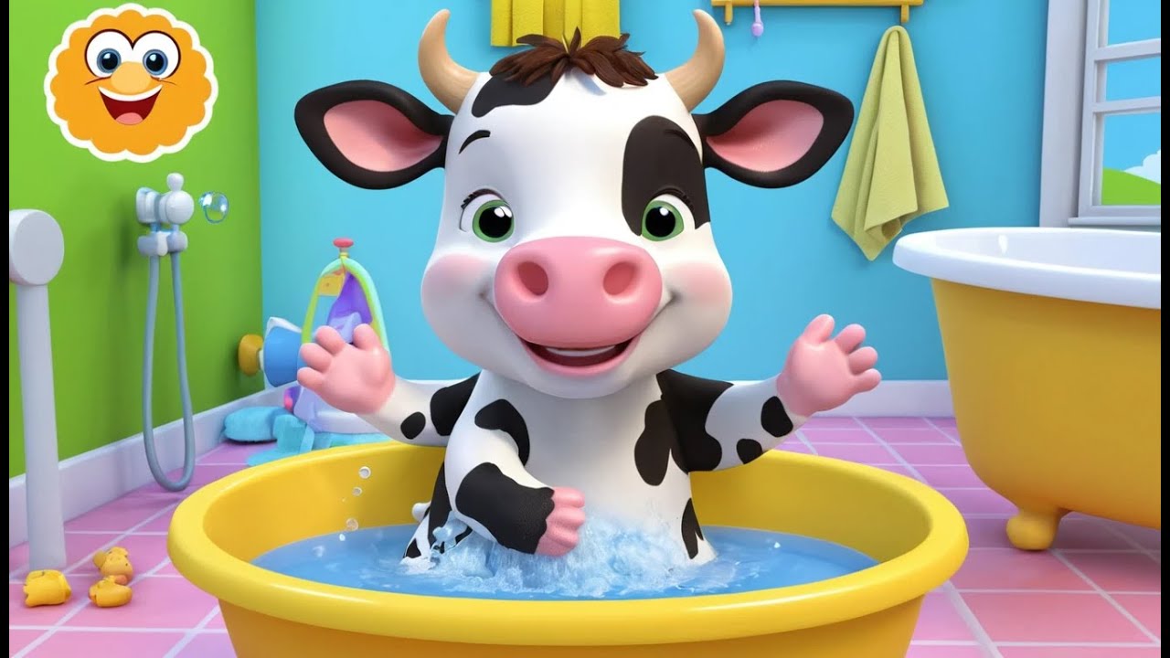 Baby Cow Takes a Fun Bath | Funny and Fun Kids Nursery Rhyme Animation