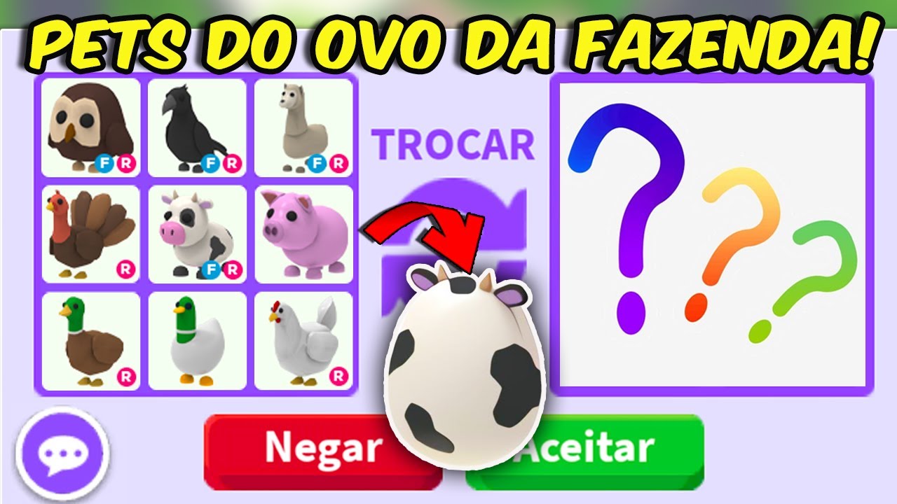 TROCANDO TODOS OS PETS DO OVO DA FAZENDA (FARM EGG)! Adopt Me!
