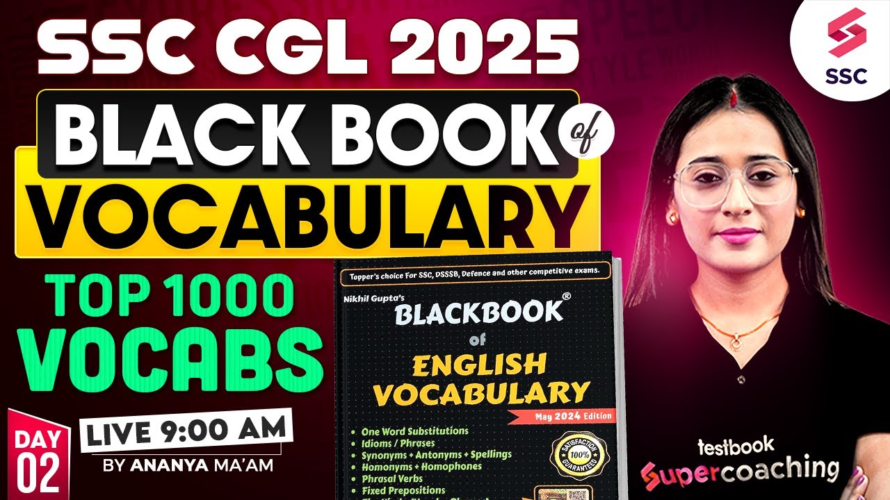 SSC CGL English Classes 2025 | Black Book of English Vocabulary for SSC CGL 2025 | By Ananya Ma’am