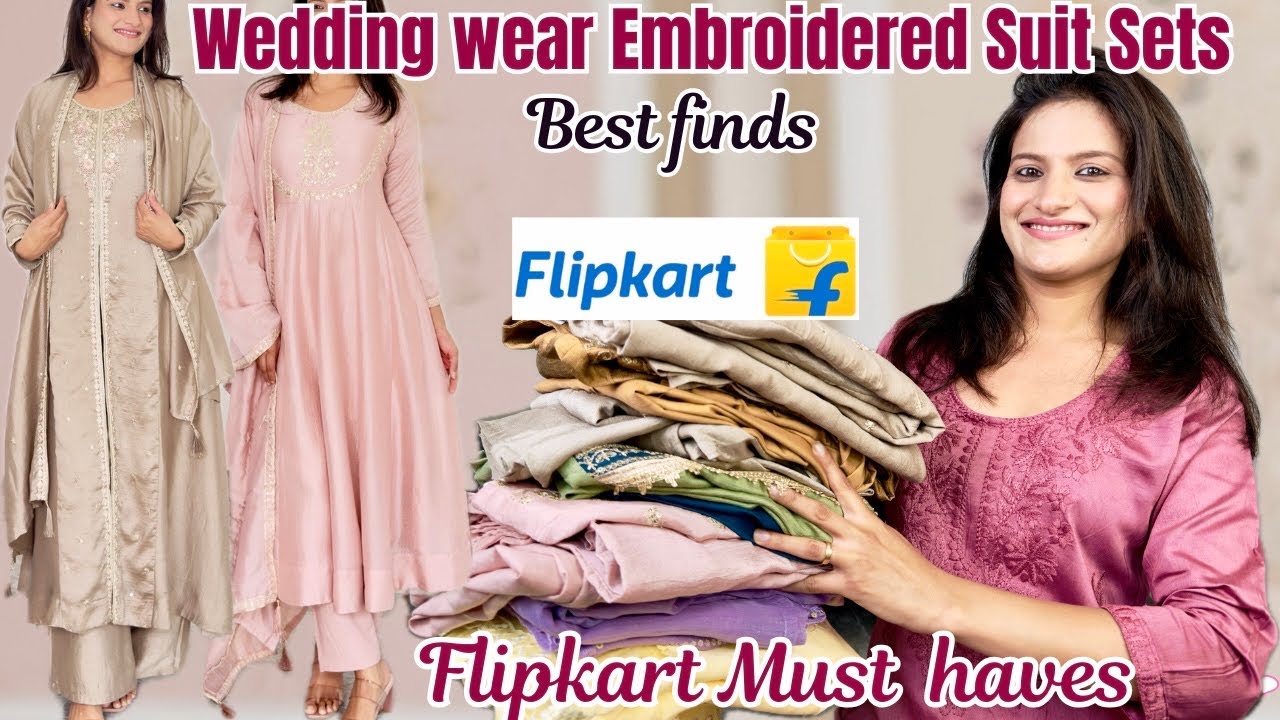Wedding wear, Party wear Kurta Pant dupatta haul l Anarkali, Sharara, embroidered kurta set Flipkart