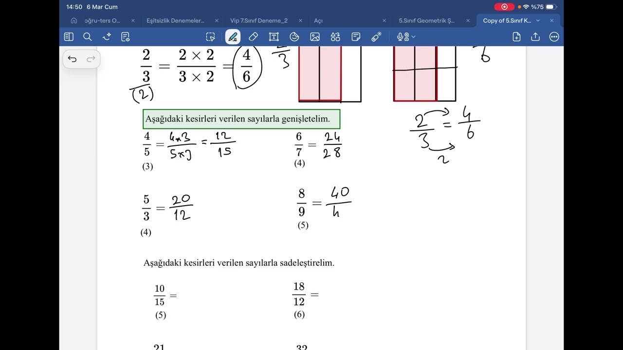 5. Sınıf Matematik | Kesirlerde Sadeleştirme ve Genişletme (Yeni Müfredat)