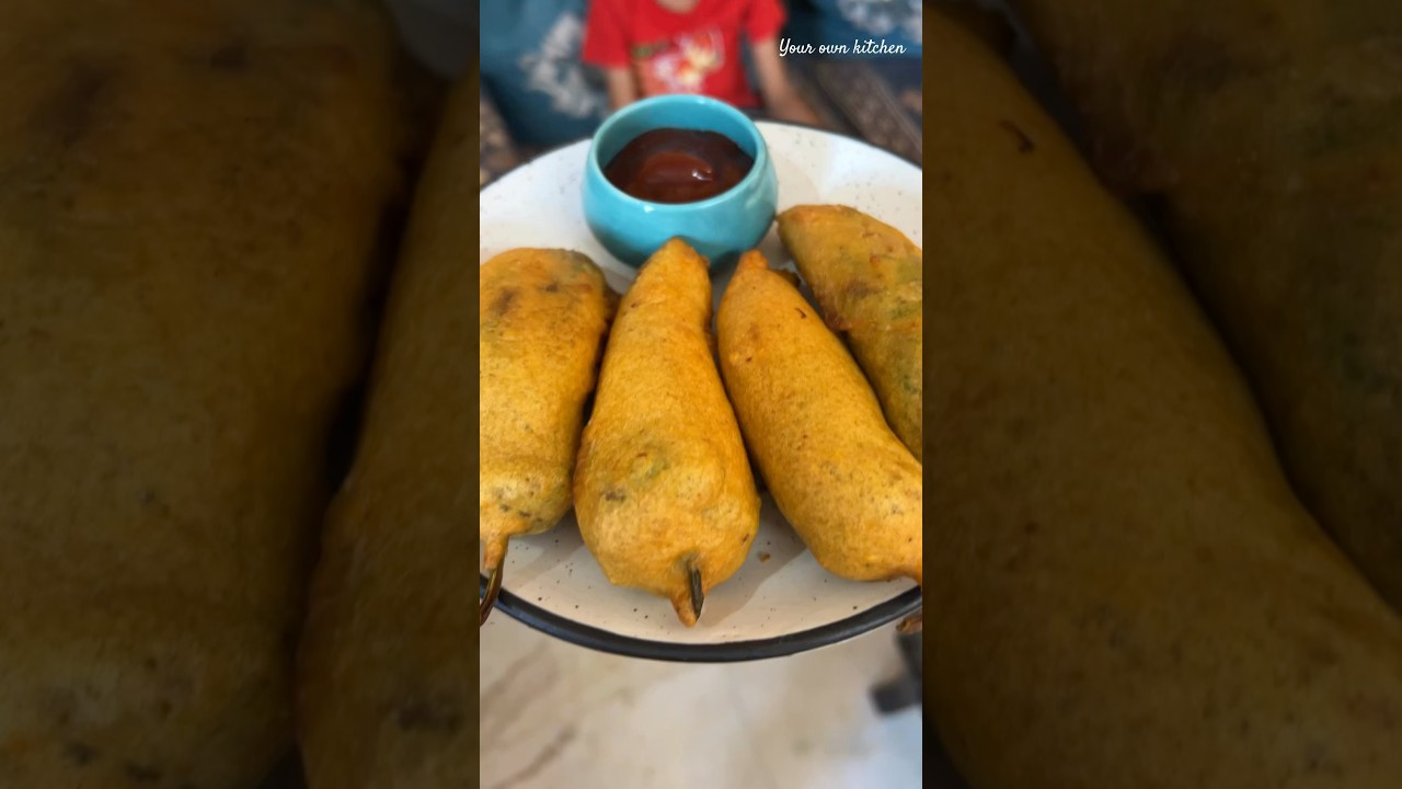 Stuffed Chilli Pakora🤤#pakora #chillipakora #snacks #easyrecipe #trending #shorts