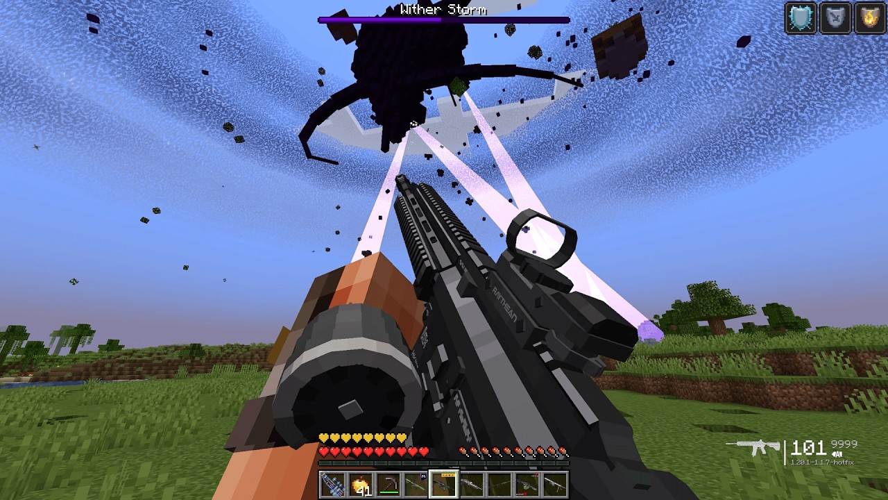 We Killed the WITHER STORM Using Modern Weapons & an Orbital Railgun! 💥