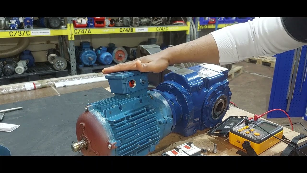 Electric Motor gearbox replacement. Wrong Over-current settings on MCCB. #gearboxrepair #motortest