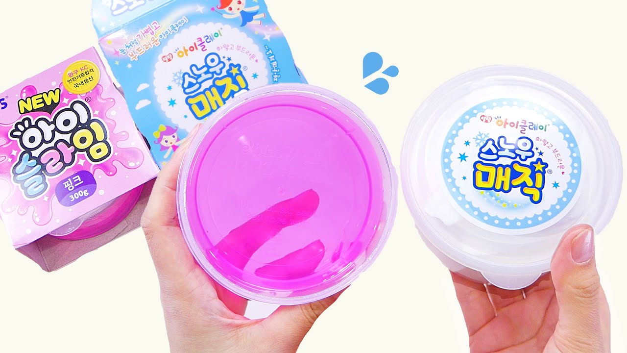 【ASMR】KOREAN CLAY SLIME 韓国のスライム用粘土 아모스 아이슬라임 300g+스노우매직70g【音フェチ】