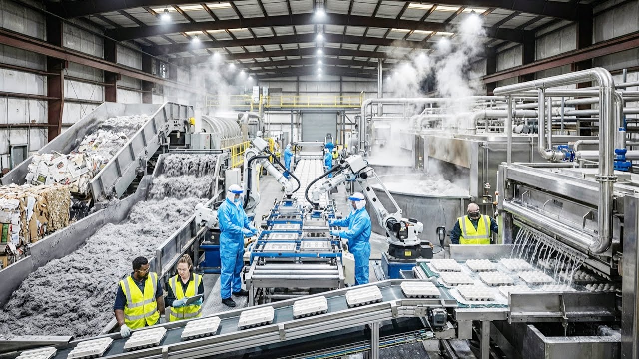 Waste Paper to Egg Cartons Manufacturing | Full Recycling Factory Process