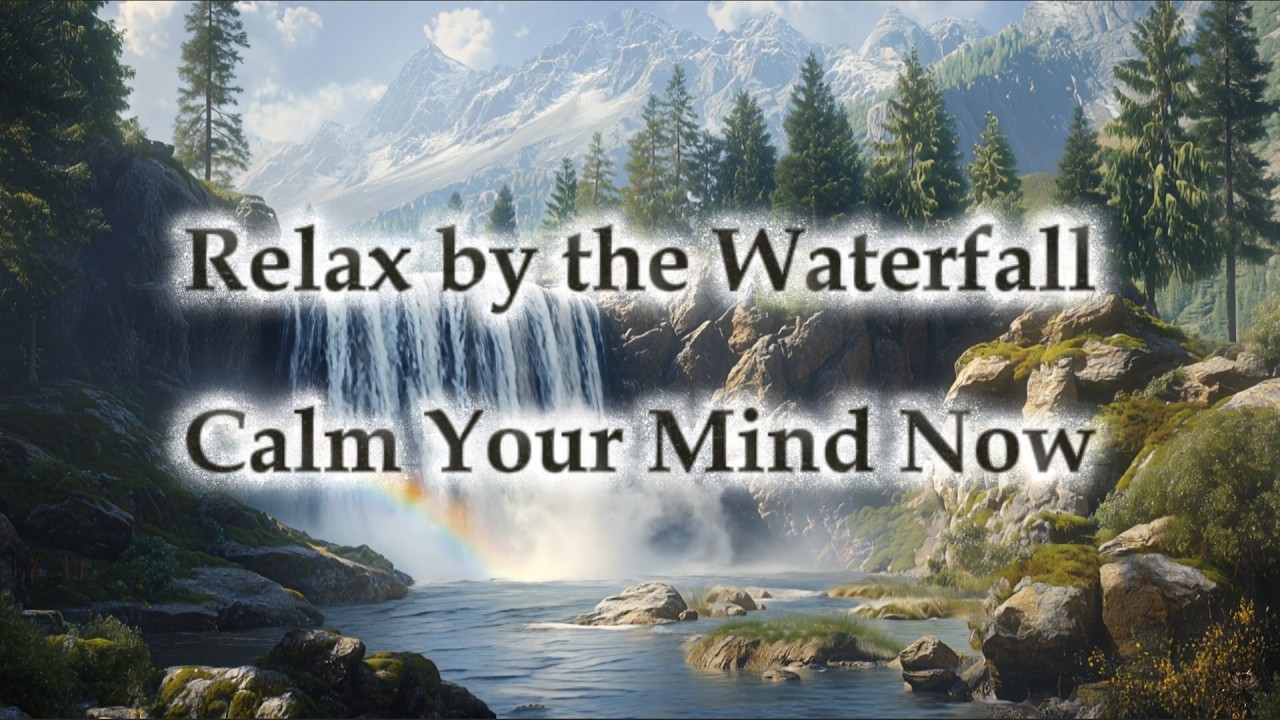 Peaceful Waterfall Ambience 🌊 Rainbow Glow, Birds Singing & Gentle Wind LIVE
