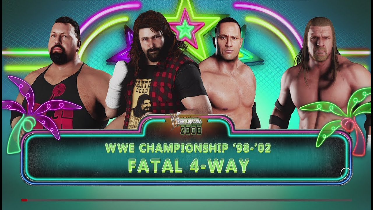 WWE 2K18 (PS4) Triple H vs The Rock vs Mick Foley vs Big Show Wrestlemania 2000