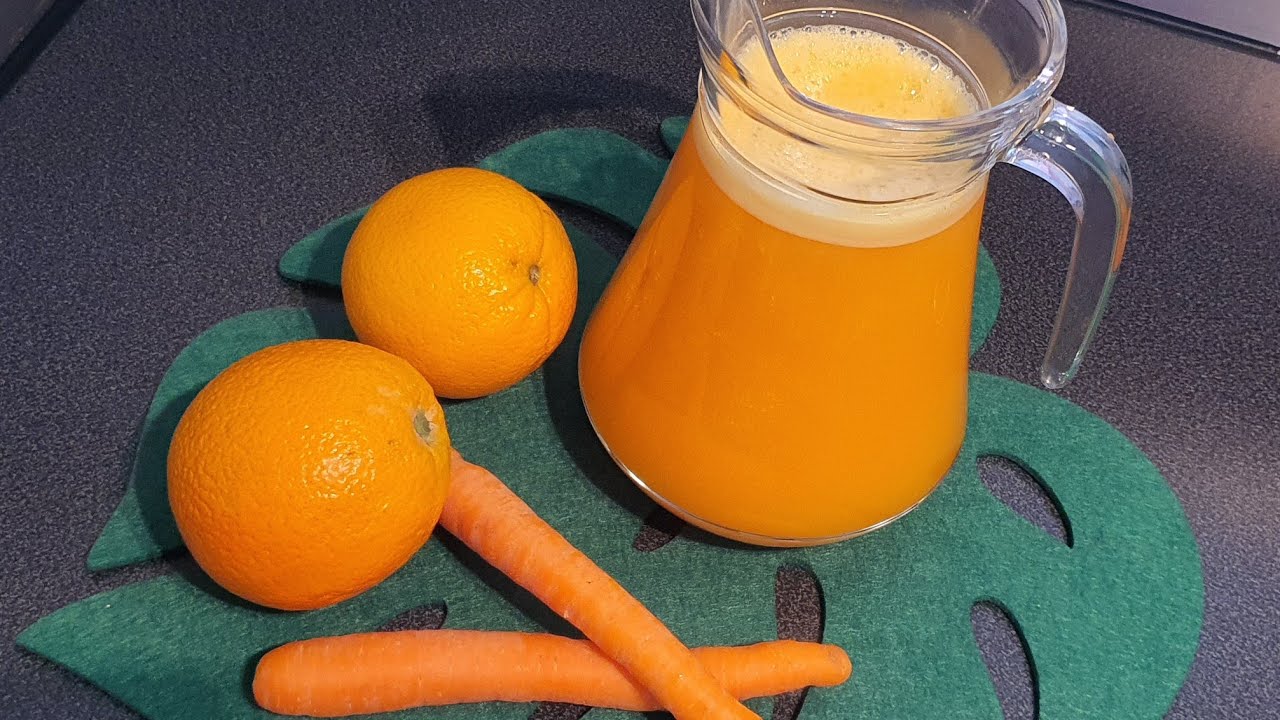 لا راني و لا تيفاني اطيب عصير برتقال بالجزر تعملوه بالبيت بأبسط طريقه🍊والطعم روعه🥕