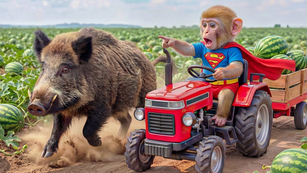 😨🚜 Monkey Mono vs Wild Boar — The Most INTENSE Farm Chase Ever!