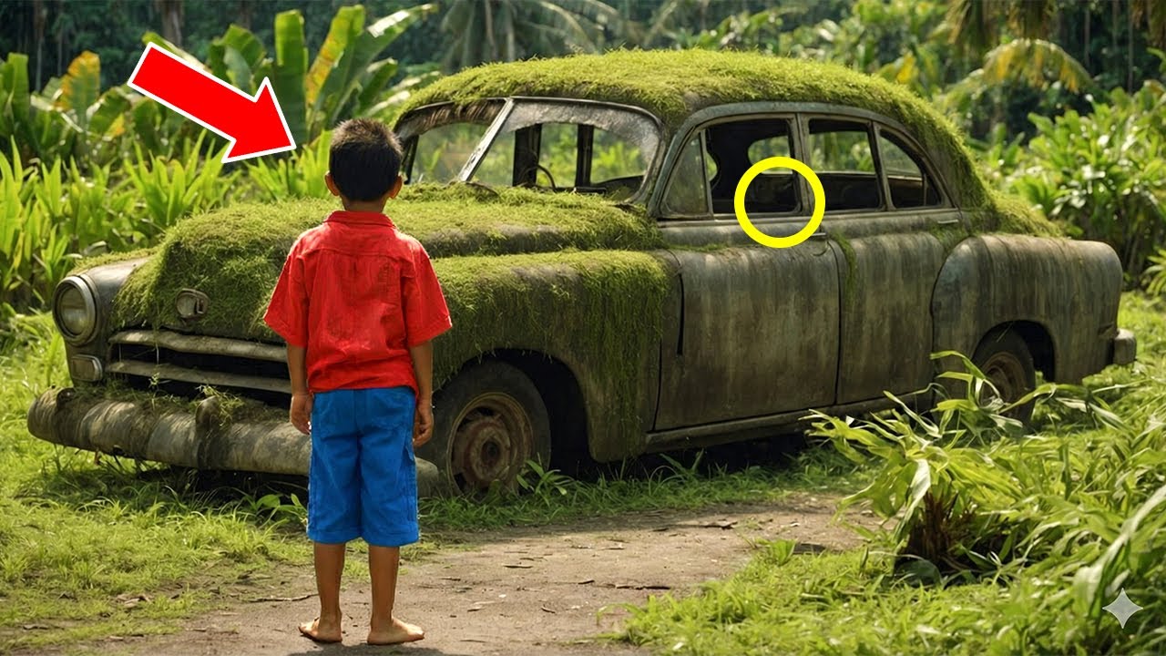 Natagpuan ng batang ulila ang silungan sa isang inilibing na kotse — napaiyak siya pagpasok…
