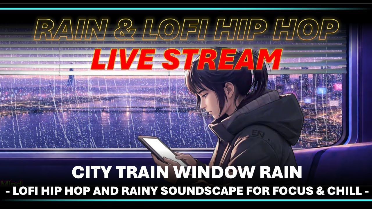 (LIVE) 🧠 Rain & Ambient Music 🎧 City Train Window Rain - LoFi Hip Hop & Rain Sounds for Chill