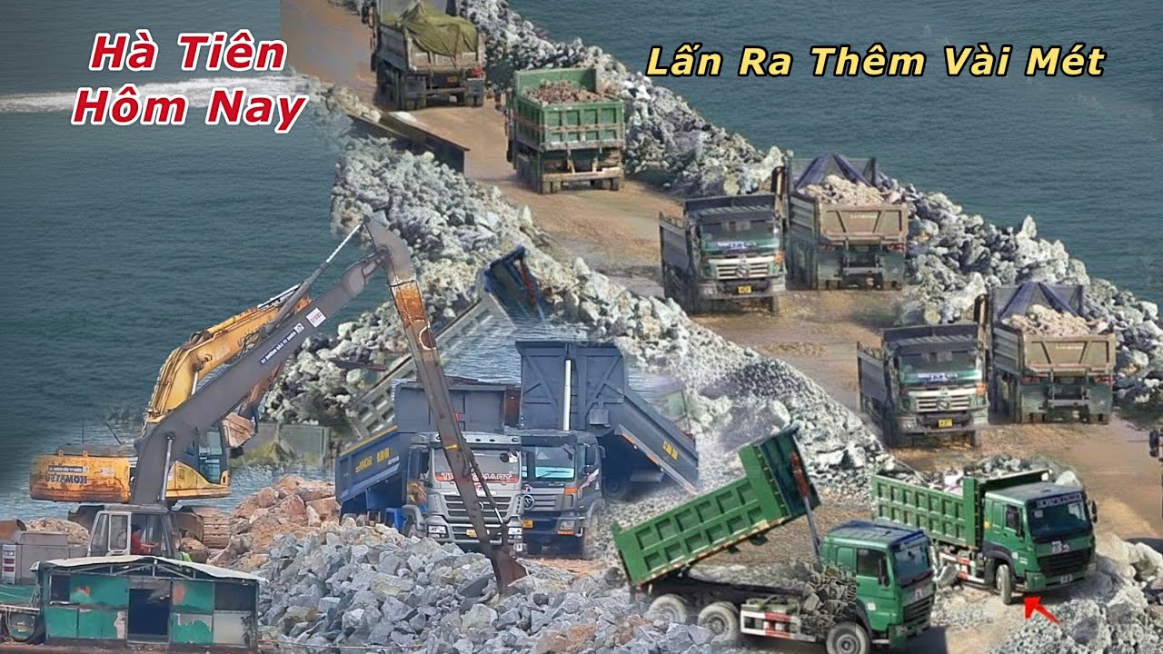 Đường Vượt Biển Hà Tiên, Mới nhất Xe đất đá đổ xuống  liên tục đã lấn thêm được vài mét, 