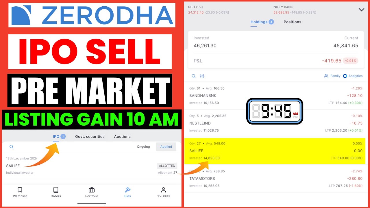 Zerodha Me ipo Kaise Sell Kare LIVE DEMO | How to Sell ipo Share in Zerodha Kite App - Raj Trader