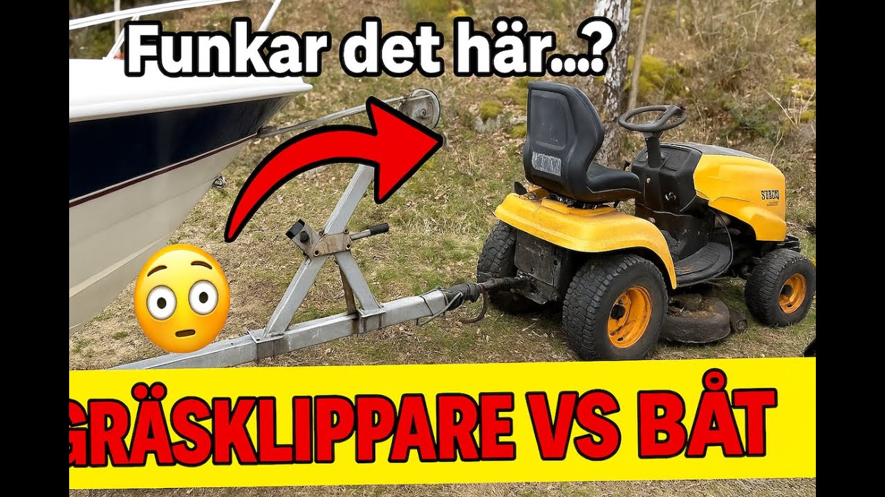 Vi servar utombordaren & polerar båten – med gräsklippartraktor | Hur svåger kan det va?