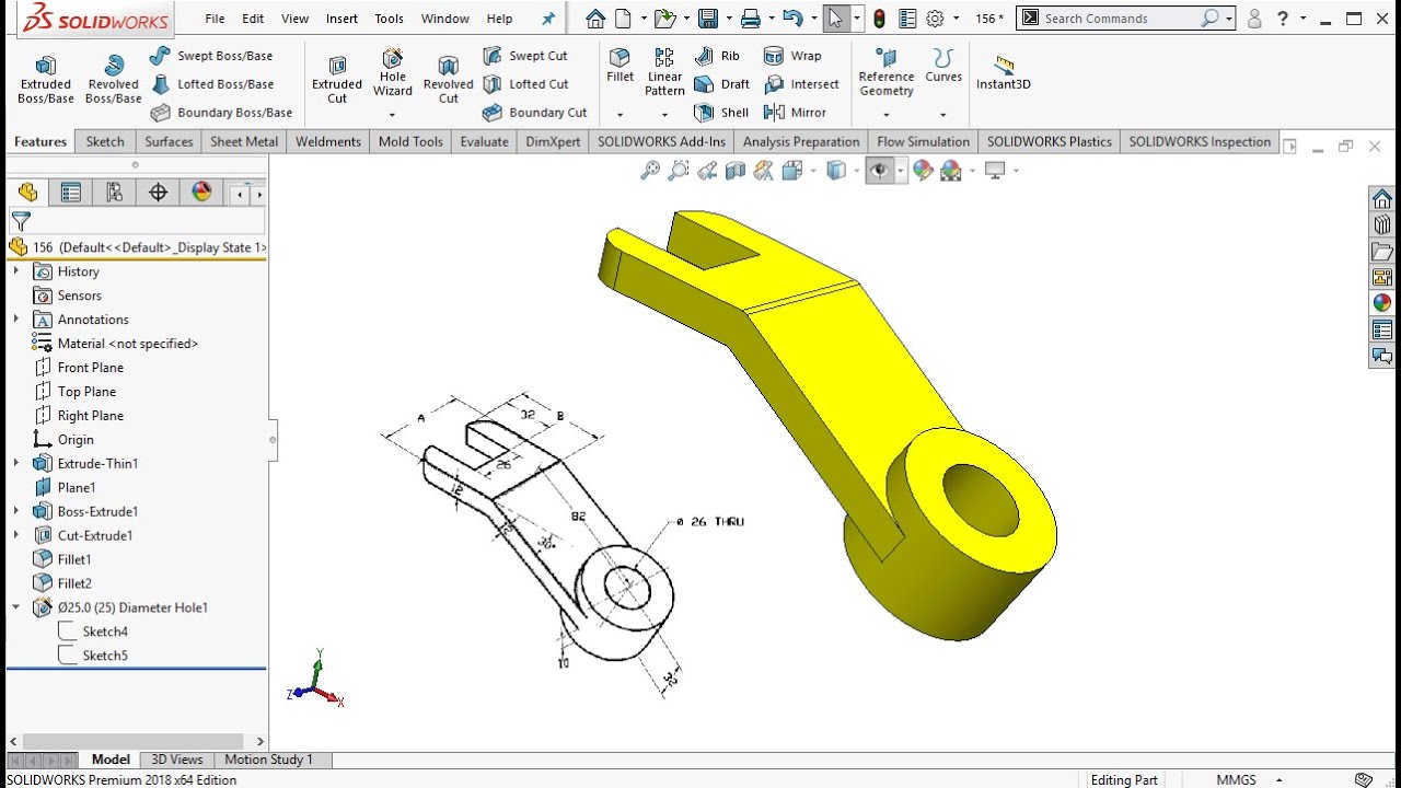 Solidworks Practice Exercise 21 | Making a Mid plane (Reference plane)