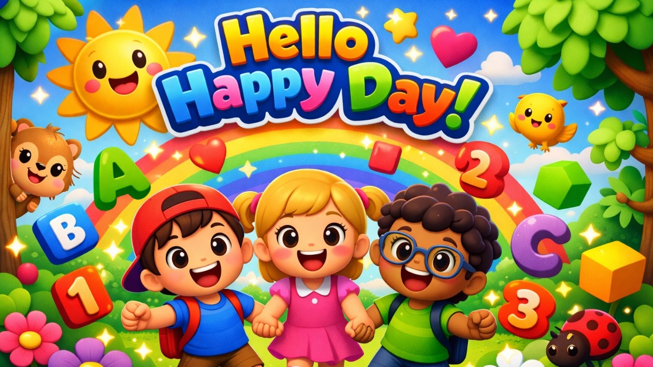🌞 Hello Happy Day! 🎨📚 Fun Learning for Kids 🧒👧