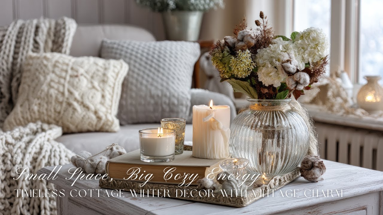 Small Space, Big Cozy Energy 🤍 | Timeless Cottage Winter Decor with Vintage Charm