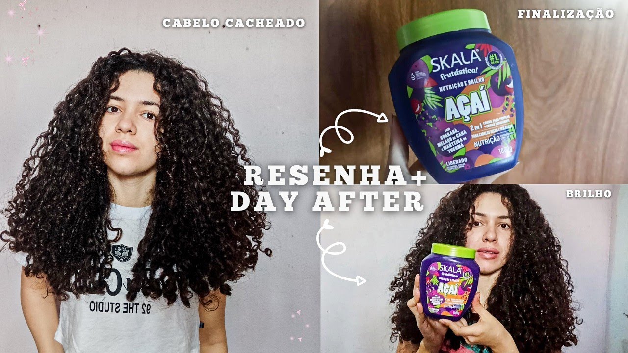 TESTEI o SKALA de AÇAÍ no meu CABELO CACHEADO *Resenha com day after* ✨