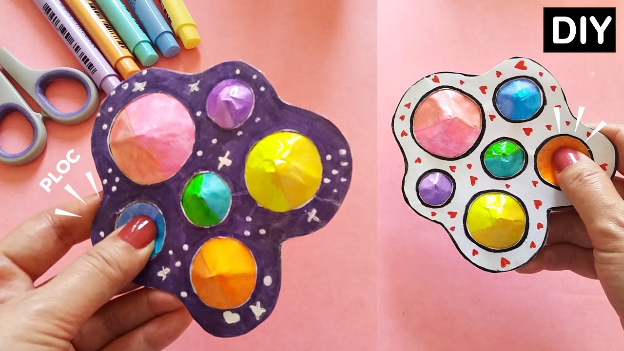 Como Fazer Fidget Toy Caseiro POP IT de Papel Colorido - DIY