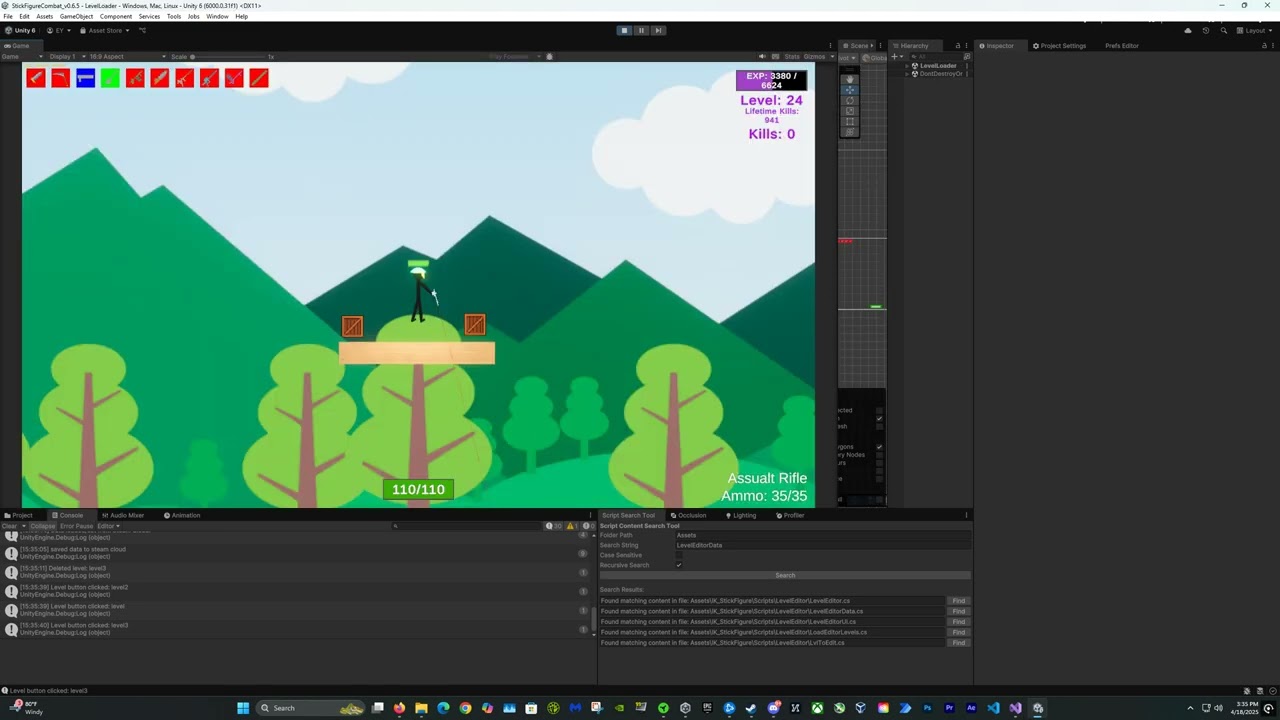 Stick Figure Combat | Level Editor v1.1 | Early In Engine Game-play