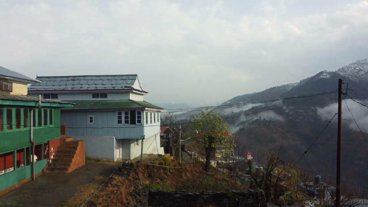 A Distant Dream - Winter Morning In Himalyan Village Aerial 4K Video