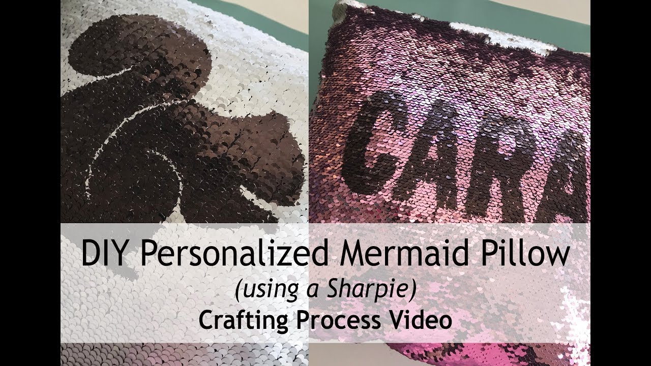 DIY Crafting Process #1 Personalized Mermaid Sequin Pillow by Heather Leopard