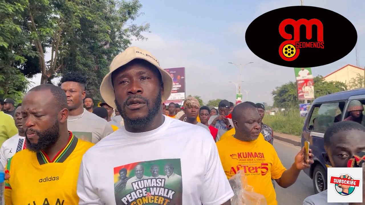 Dr. Likee, Kyekyeku, Papa Kumasi and  others storms the Street of Kumasi for Shatta Wale Peace Walk